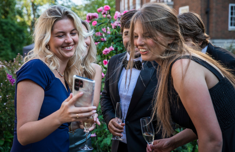 A photo of dressed up people outside
