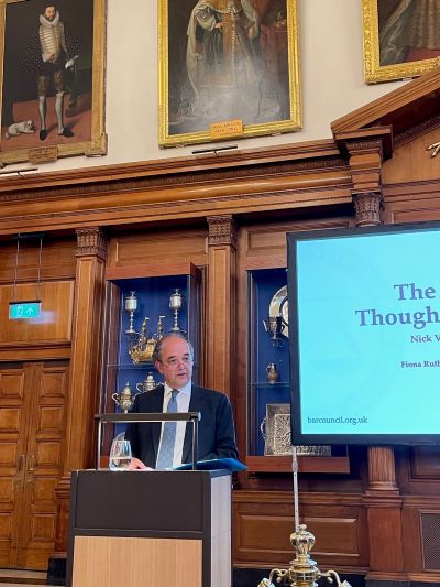 Nick Vineall KC speaking at Inner Temple Hall