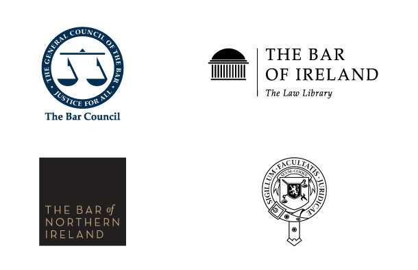 Logos of The Bar Council of England and Wales, The Bar of Ireland, The Bar Council of Northern Ireland and the Faculty of Advocates