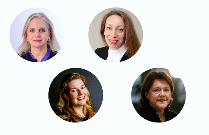 combined image of photos of Kirsty Brimelow KC, Heidi Stonecliffe KC, Dame Maria Miller and Lucinda Orr