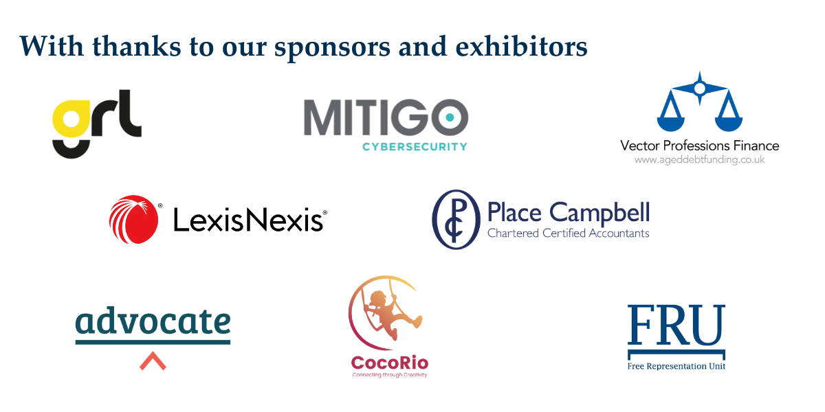 Collage of Bar Conference sponsors: Mitigo, GRL, Place Campbell, CocoRio, FRU and Vector 