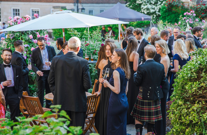 A photo of dressed up people outside