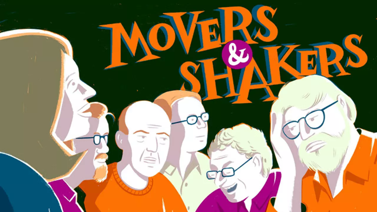 Graphic of a group of people and text: Movers & Shakers