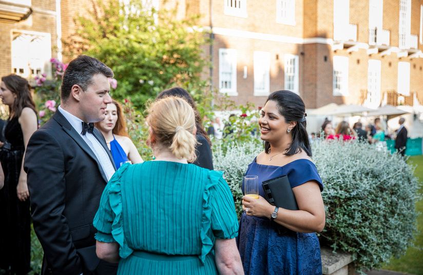 A photo of dressed up people outside