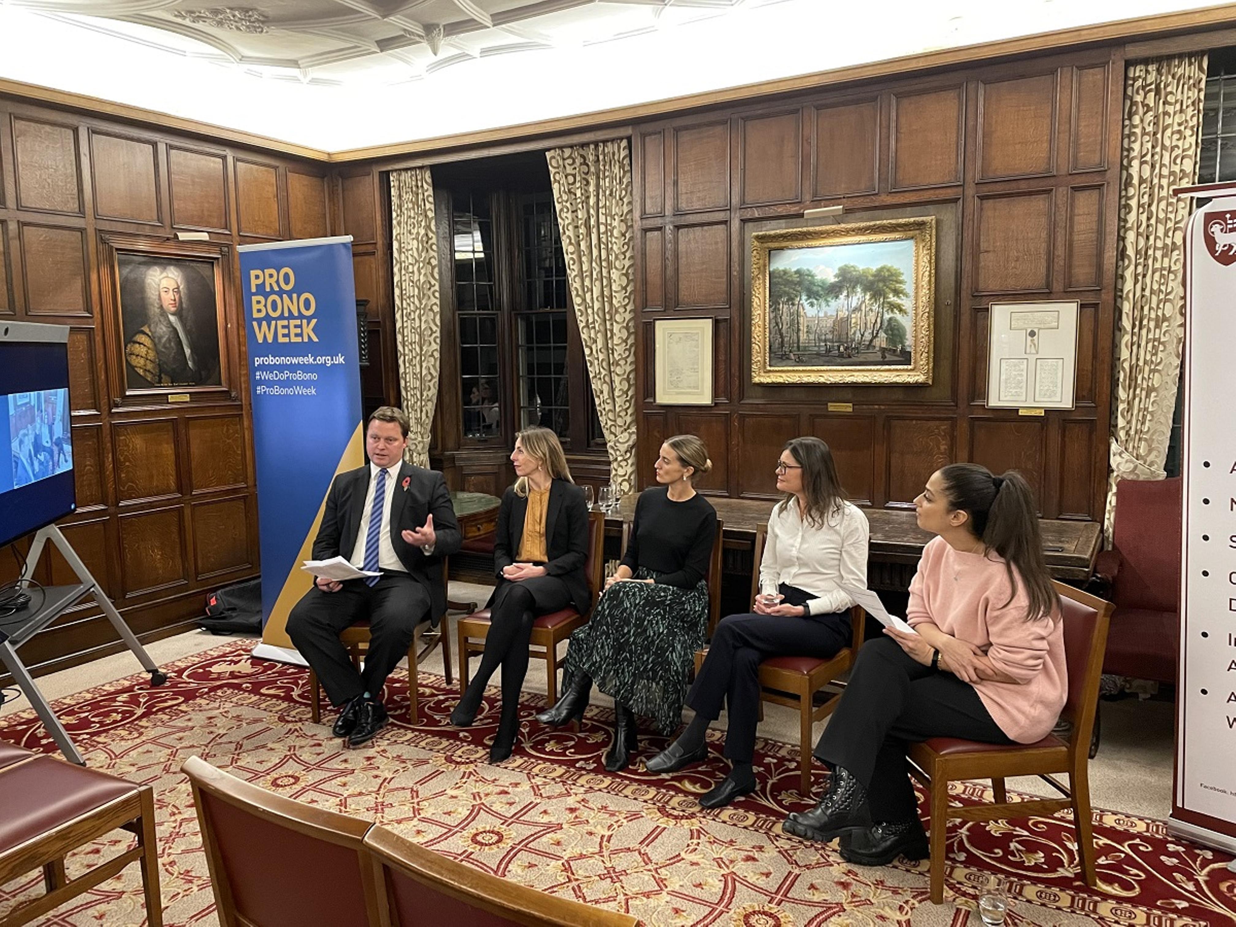 Michael spoke at the Pro Bono Week event ‘Lawyers stepping forward when it matters’, hosted at Middle Temple and with input from MTYBA, London Young Lawyers’ Group, Advocate, and the London Solicitors