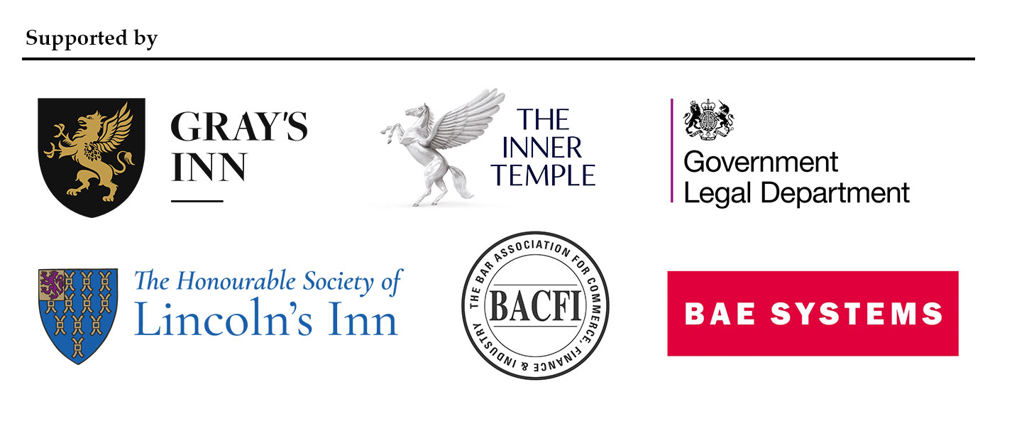 Logos of our Employed Bar Award sponsors: The Honourable Society of Gray's Inn, Inner Temple, Lincoln’s Inn, BAE Systems, Government Legal Department, BACFI